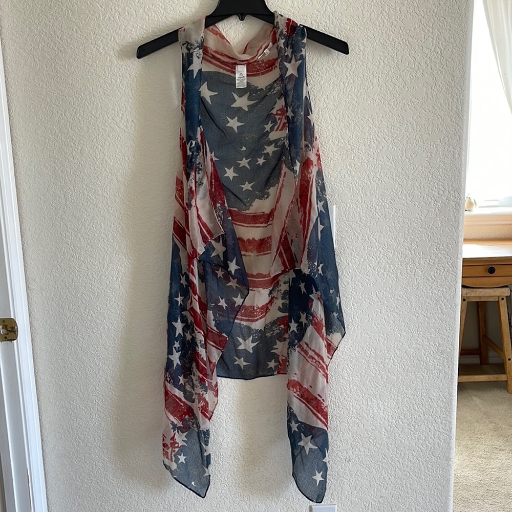 Maurice’s American Flag Vest Kimono Size S/M